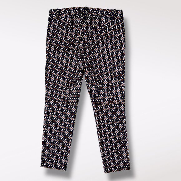 J.Crew Pixie Pants Navy Geometric Print Slim Cropped Ankle Size 6 - Picture 7 of 9